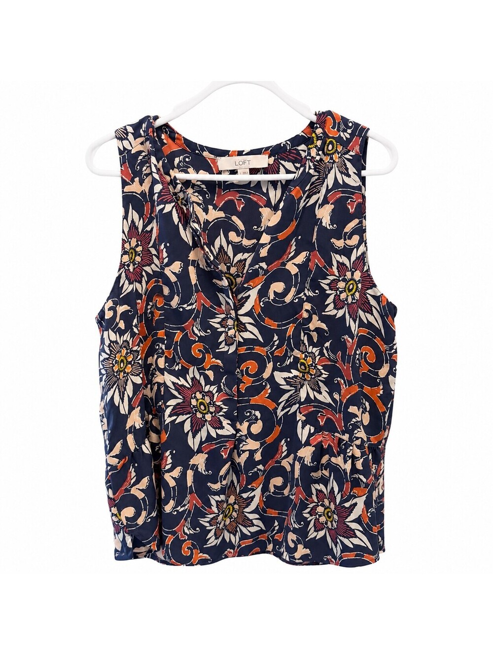 LOFT Women's Sleeveless Floral Print Peplum Blouse Size Large